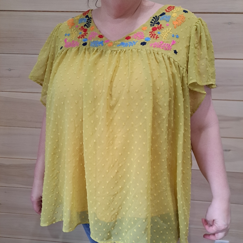 Plus Size Blouse Yellow